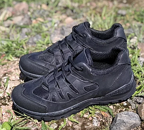 Кросівки тактичні чоловічі Ягуар чорні з натуральної шкіри, демисезонні підошва прошита. Код BT-101
