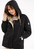 Женская куртка - ветровка короткая с капюшоном, черная Volcano