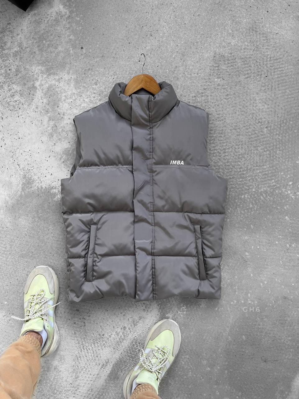 Жилетка безрукавка чоловіча сіра весна-осінь без капюшона водовідштовхуюча плащівка IMBA, фото 1