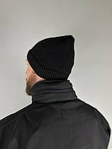 Шапка в'язка з закотом Докер ULTIMATUM чорна,тепла чоловіча трикотажна шапка, зимова шапка акрилова чорна, фото 2