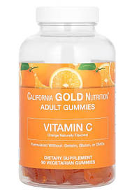 Жувальні таблетки з вітаміном C зі смаком натурального апельсину California GOLD Nutriion, 90 цукерок