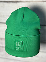 Детская шапка хлопок демисезонная на 3 - 5 лет, (50 - 52см), Зеленая
