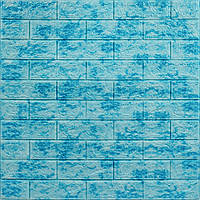 Декоративна 3D панель самоклейка під цеглу Блакитний мармур 700х770х5мм (065) SW-00000033