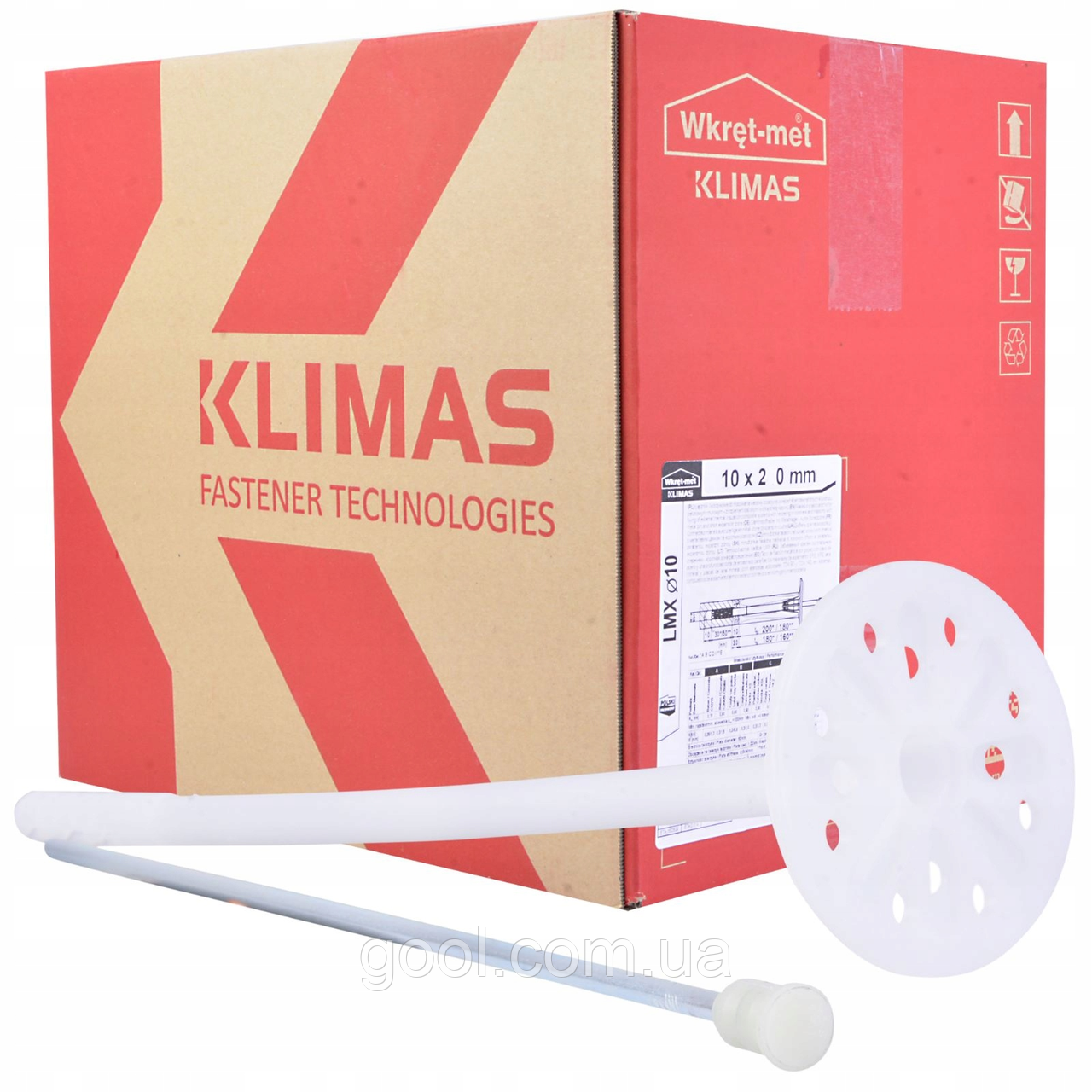 Дюбель 10х260 мм Wkret-met Klimas LMX для теплоізоляції з металевим стрижнем і термоголовкою упак 100 штук, фото 1