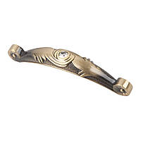 Мебельная ручка-скоба Kerron, 128 мм, античная бронза с кристаллами (CRL16-128 BA)