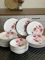 Столовий посуд 30 предметів із малюнком для сервірування, Подарунки для дружини на 8 березня, Набір посуду для свята