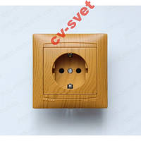 Розетка одномісна із заземленням Сакура Вільха LMR1421