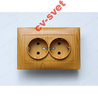 Розетка двомісна із заземленням Сакура Вільха LMR1423