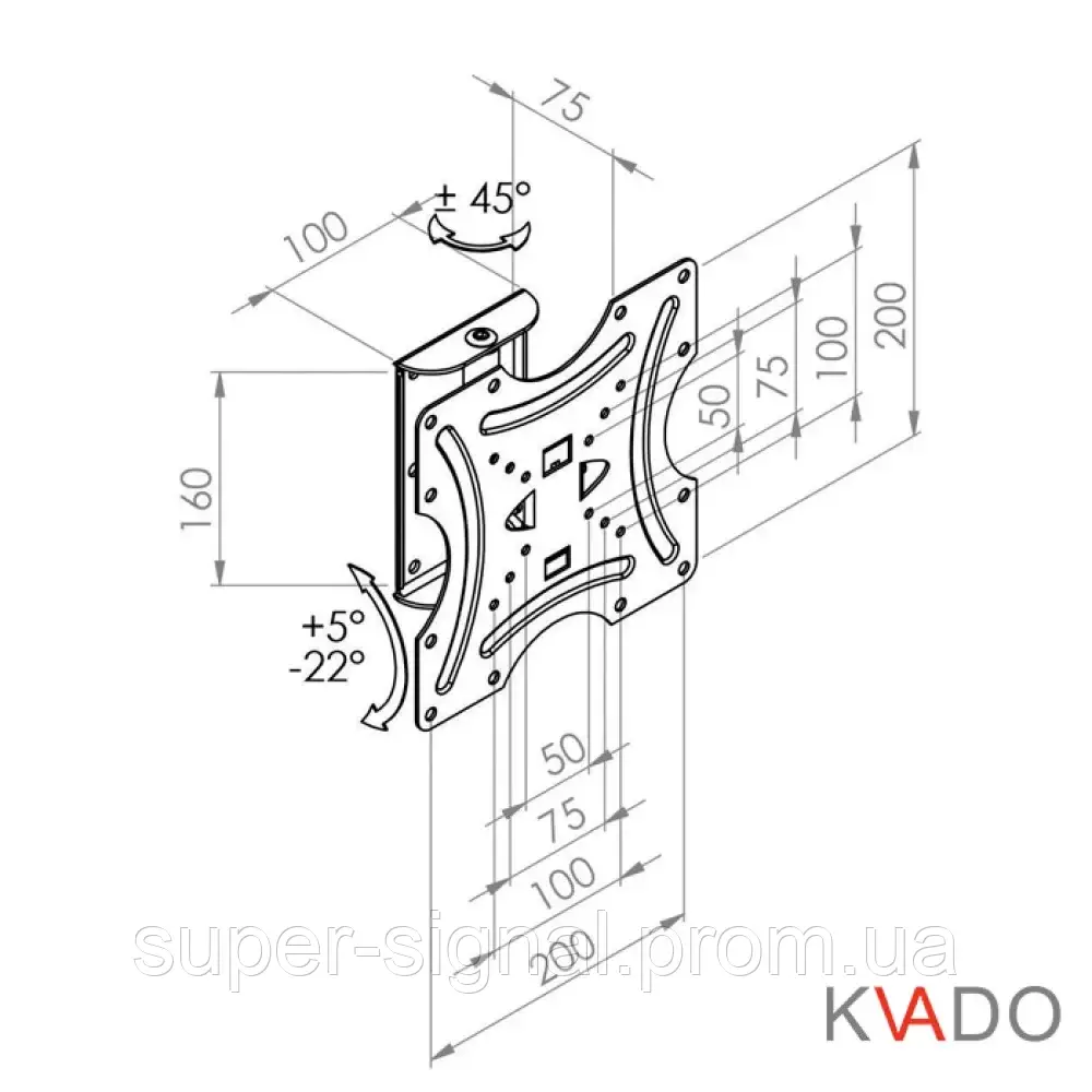 Кронштейн для телевизора Квадо К- 40 15"-43". Крепление, крепеж, подставка под тв. - фото 3 - id-p995111605