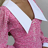 Шифонове коротке плаття у квітковий принт із рукавами ліхтариками та білим коміром (р. S, М) 77035573, фото 3