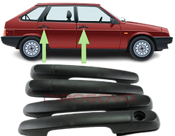 Ручки дверей зовнішні ВАЗ 2109,21099 Євро тюнінг Чорні к-т 4 шт Flagmus