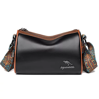 Жіноча сумка через плече, містка сумка клатч у формі циліндра з регульованим ремінцем чорний