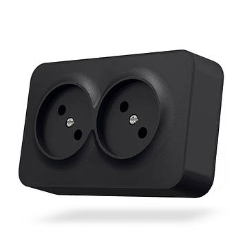 Розетка зовнішня подвійна чорний графіт VIDEX BINERA IP20