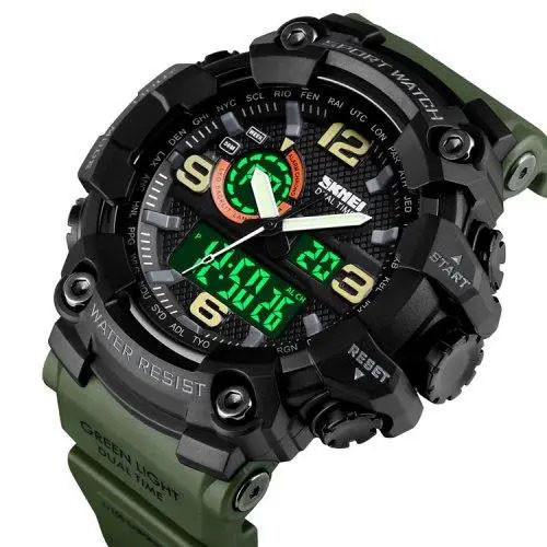 Годинник наручний чоловічий SKMEI 1520AG ARMY GREEN. PA-643 Колір зелений