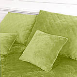 Покривало Велюрове м'яке Салатове Полуторний розмір 150х210 см ромб/круглий, фото 2