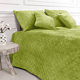 Покривало Велюрове м'яке Салатове Полуторний розмір 150х210 см ромб/круглий, фото 6