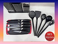 Обробна дошка Zepline 3в1 + Набір кухонних ножів на підставці + Кухонна начиння та ножі на підставці.