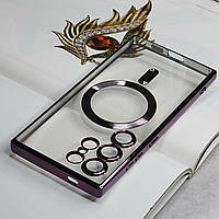 Чохол для Samsung S22 Ultra. Фіолетовий глянцевий колір, з захистом камери лінзами