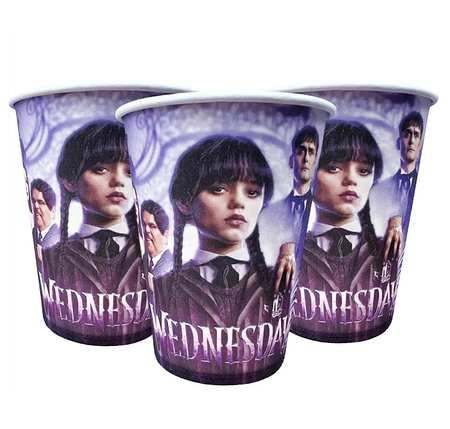 Стаканчики паперові одноразові Уенздей | Wednesday з героями, фото 1