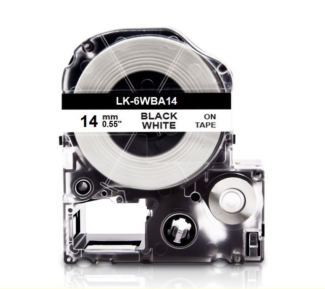 Картридж з термозбіжною трубкою для принтера Epson LabelWorks LK6WBA14 14 мм 2,5 м Чорний/Білий