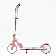 Самокат для дівчинки з ручним гальмом Біло-Рожевий (складний, колеса PU 20 см, рама алюміній, 1 амортизатор) SH-41102, фото 3