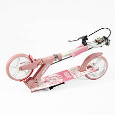 Самокат для дівчинки з ручним гальмом Біло-Рожевий (складний, колеса PU 20 см, рама алюміній, 1 амортизатор) SH-41102, фото 2