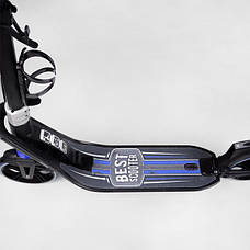 Самокат з ручним гальмом Чорно-Синій, для підлітка від 145 см (колеса 20 см, алюмінієвий, 2 амортизатора, фара, до 100 кг) L-50267, фото 2