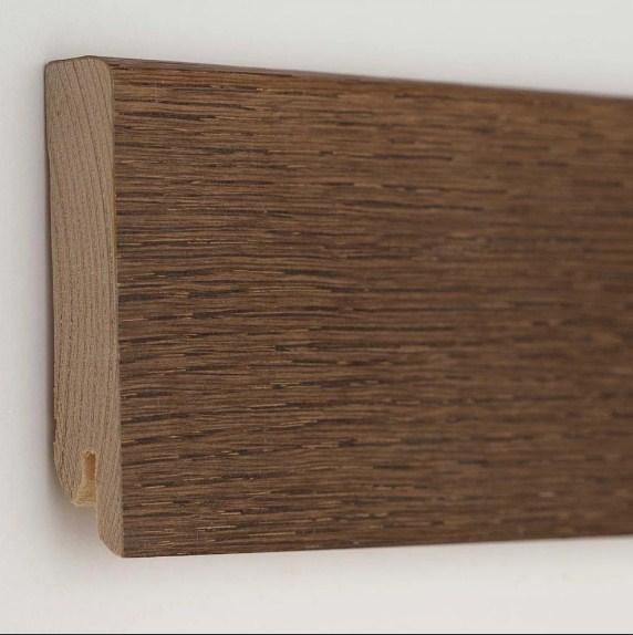 Плінтус дерев'яний 80х18х2200 мм шпонований Дуб какао KLM80-10