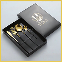 Набор столовых приборов Cutlery set из нержавеющей стали на 1 персону 4 штуки Черный