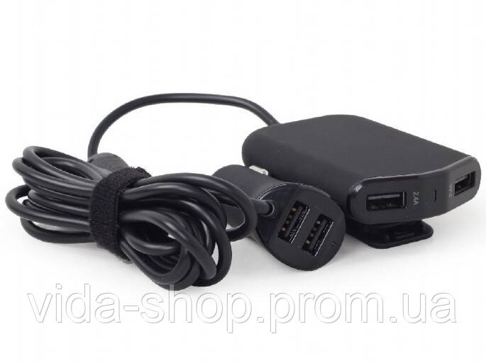 Автомобільний зарядний пристрій USB, 4 порти, 9.6 А EnerGenie EG-4U-CAR-01 — Vida-Shop