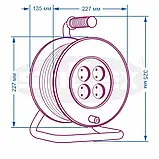 Котушка для подовжувача без заземлення Svittex з 4 розетками маленька, фото 2