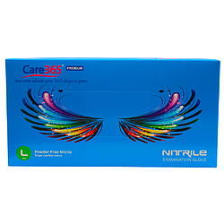 Рукавички нітрилові сині не опудрені Care365 розмір L (100шт/уп)(10уп/ящ)