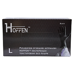 Рукавички нітрил чорні Hoffen розмір L (100шт/уп)(10уп/ящ)