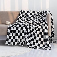 Плед с шахматной сеткой, фланелевое одеяло для дивана и кровати