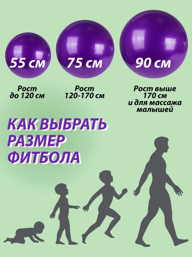 Гимнастический мяч для беременных 75 см Фиолетовый, Мяч для фитнеса грудничков беременных, Шар для беременных - фото 6 - id-p2117922464