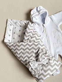 Двосторонній конверт – ковдра весна/осінь для урочистої виписки та прогулянок Хвиля Lari Сірий