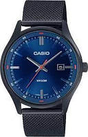 Часы Casio MTP-E710MB-2A наручные мужские черные на стальном браслете | Casio оригинал, гарантия