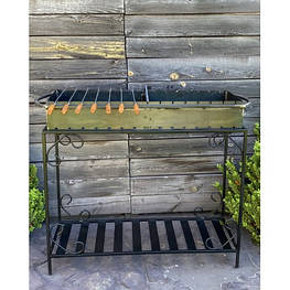 Мангал із дровницею на 15 шампурів 4мм (З ЖАРОМІЦНИМ ПОКРИТТЯМ)  М15-4D