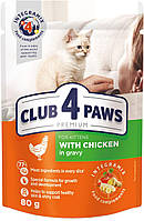 Полнорационный консервированный корм CLUB 4 PAWS (Клуб 4 Лапы) Премиум для котят с курицей в соусе, 80 г