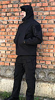 Демисезонный тактический костюм Soft Shell черный Мужской костюм софтшел для патрульной полиции