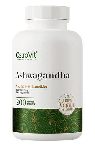 Адаптоген Ашвагандха OstroVit Ashwagandha 200 таб Польща, фото 2