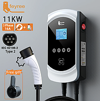 Зарядка для электромобиля feyree с управлением через приложение |Type2/11KW/16A/3 фазы| Бело-Черный