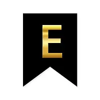 Літера "Е" на прапорці для будь-яких написів золото на чорному 16*12см
