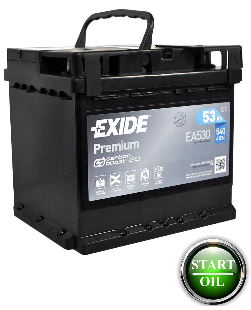 Акумулятор EXIDE Premium 53Аh 540Ah R+ EA530