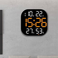 Настенные электронные часы Mids, большие цифры, термометр, гигрометр, календарь, секундомер,таймер, черные.