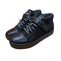 Демисезонные ботинки из натурального нубука для подростка Bistfor 96412/1/821 черные: 38,39,40 р