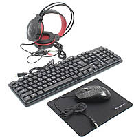 Игровой набор Cyberpunk CP-009 4in1 (клавиатура, мышка, наушники, коврик)