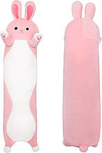 Іграшка подушка обіймашка рожевий кролик заєць батон 70 см