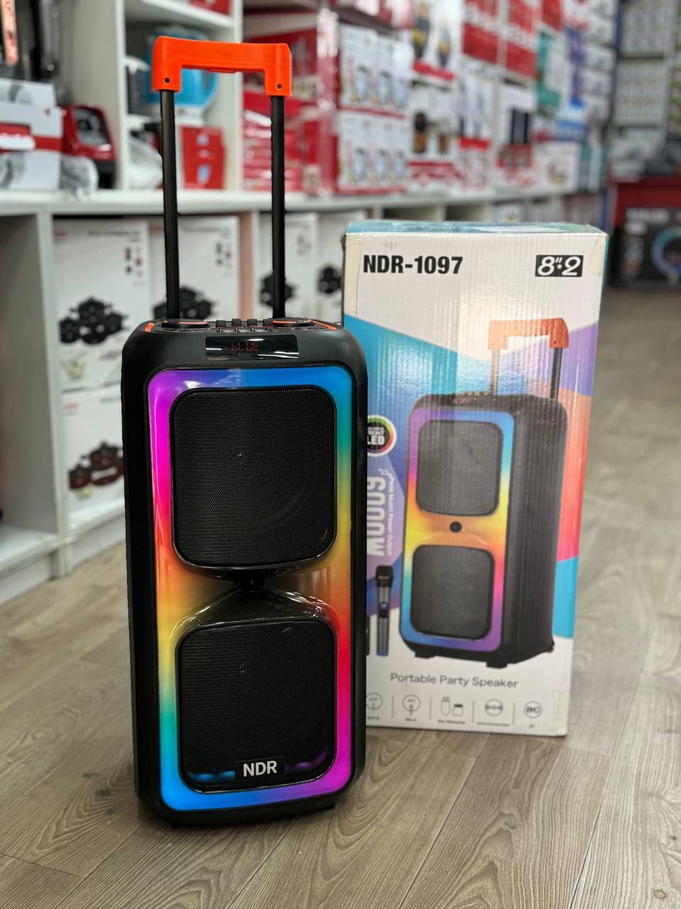 Колонка акумуляторна NDR-1097 з радіомікрофоном (USB/BT/FM/TWS)