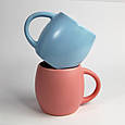 Чашка кружка матова керамічна 450 мл бочка для чаю Блакитна, фото 3